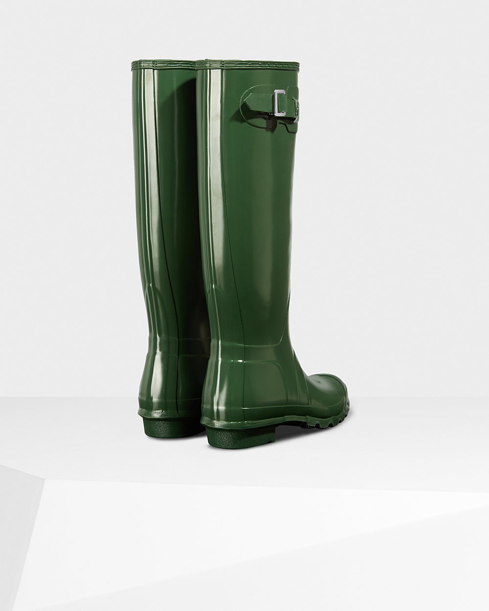 Womens Hunter Original Gloss - Tall Rain Boots Green - 2780-HMCIY